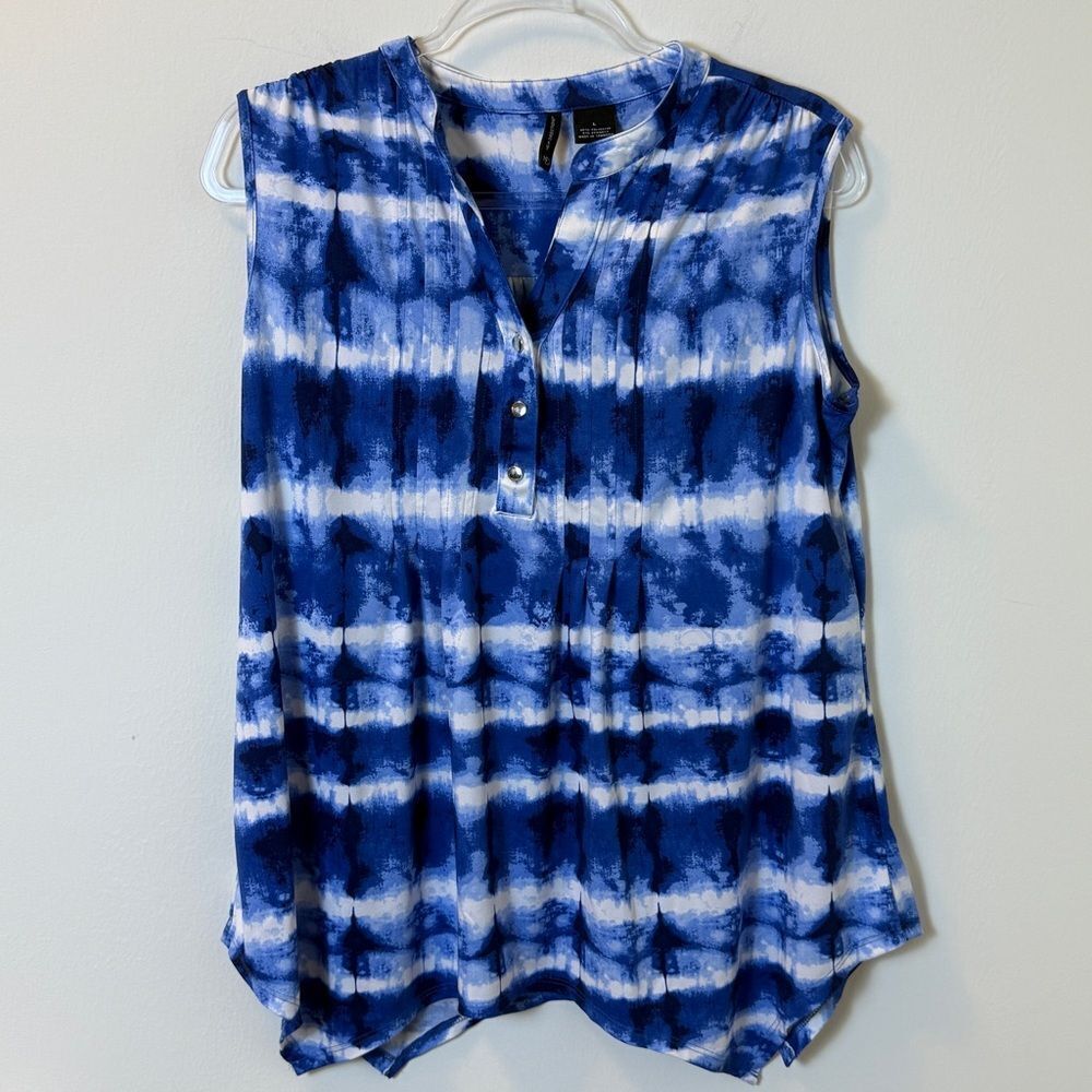 New Directions Blue Tie-Dye Sleeveless Top Women’s Large